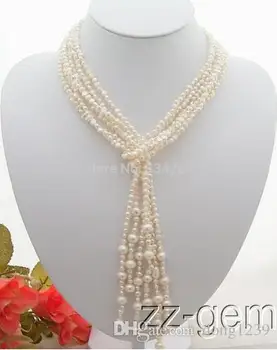 

Long 3 Strds 50 '' white pearl necklace