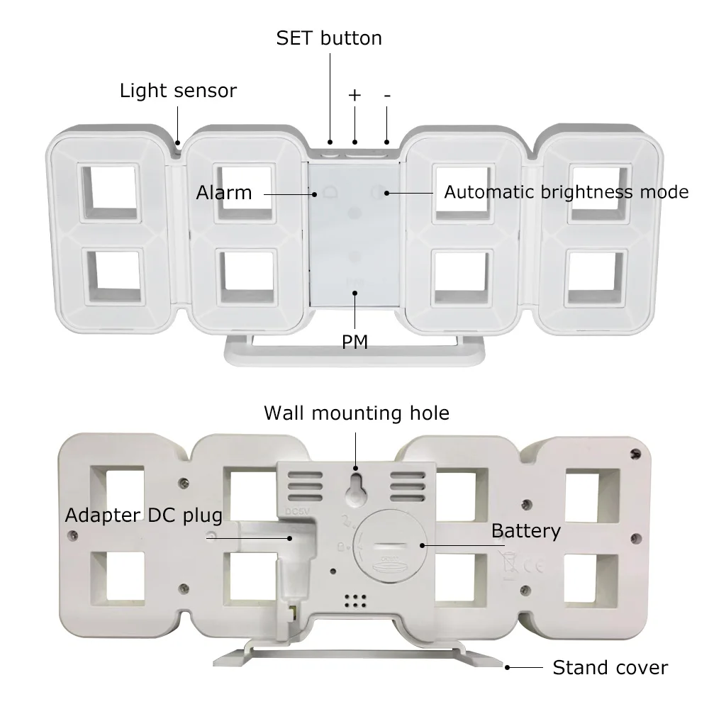 Настенные настольные часы с будильником календарем температурой цифровые яркой