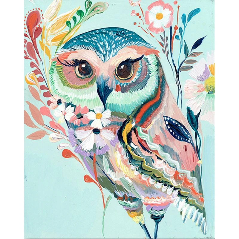 Gatyztory Painting By Numbers Owl Color Canvas Acrylic Paint Adult Diy Kits Drawing Frame Picture By Numbers Decoration Home|Paint By Number| - Aliexpress