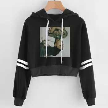 

2020 Ariana Grande hoodies Korean crop top sweatshirt girl Harajuku summer popular short sexy hoodie ladies Kawaii sweatshirt