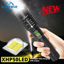 8000lms мощный светодиодный фонарь XHP50.2 перезаряжаемый фонарь с USB зумом, фонарь для кемпинга, охоты, с батареей 18650 26650