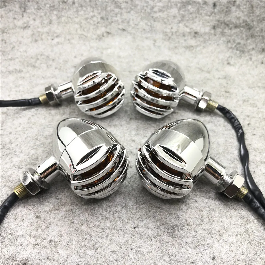 

4PCS Universal ABS Motorcycle Turn Signal Light Chrome Bullet Indicator Lamp For Harley Chopper Cafe Racer Honda Yamaha Suzuki