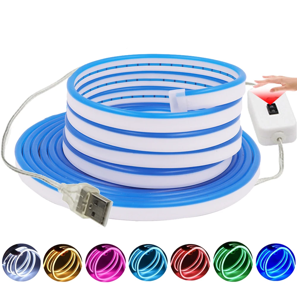 

Motion Sensor Neon Light DC 5V USB Power Supply LED Strip Light Hand Sweep Waving ON OFF Waterproof Flexible Neon Tape LED Rope