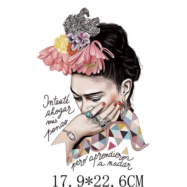 Beautiful woman with flowers on head Girl Iron On Patch Craft Hot Rip T-shirt Clothes New Design Thermal Transfer Iron On Transf TH094
