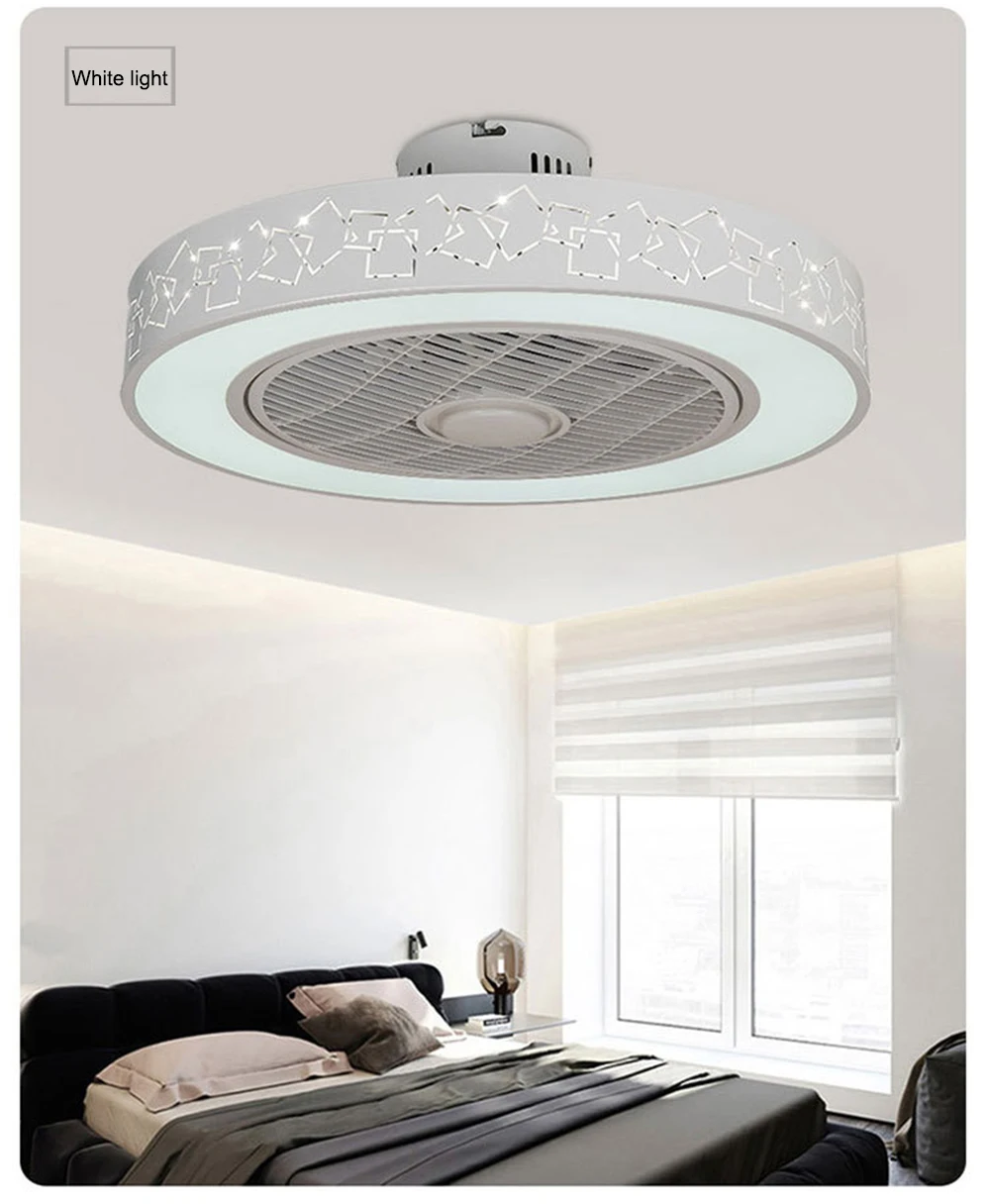 LED ceiling fan lamp light mobile phone app remote control modern invisible 55 50cm fans home decoration lighting circular round