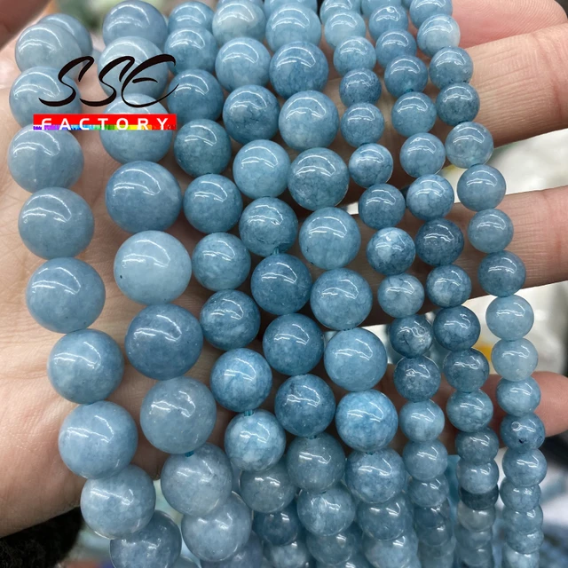 Natural Stone Beads Aquamarines Chalcedony Round Loose Beads For Jewelry  Making Bracelets Necklace Diy Accessories 4 6 8mm 15 - Beads - AliExpress