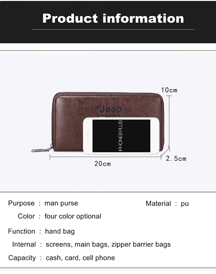 Male hand bag new men long purse single zipper pu handbag large capacity recreation mobile phone bag