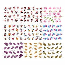 YZWLE 1 лист на выбор водяной знак, перо, Мультяшные наклейки для ногтей, Переводные переводные наклейки для воды, красота, Временные татуировки, инструменты для ногтей