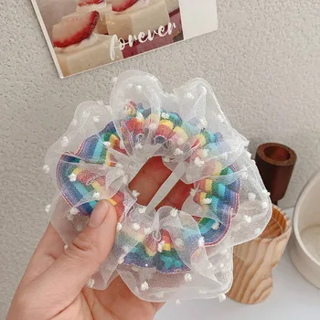

Rainbow Mesh Hair Ties for Women Fashion Hair Bands Girl Head Scrunchie