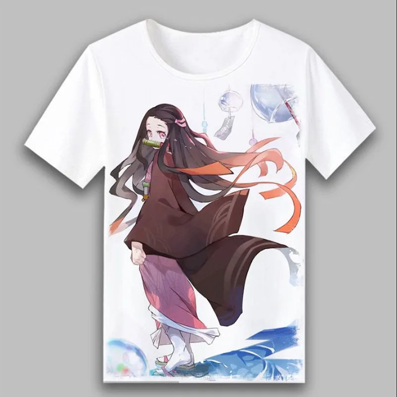 Kawaii Anime Demon Slayer T Shirt Women Men Kamado Kimetsu No Yaiba Graphic Tees Tanjirou Unisex Tops Funny Tshirt Male custom t shirts Tees