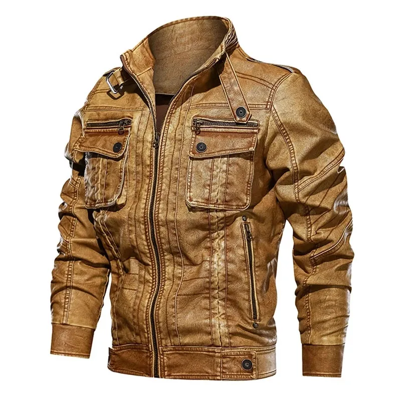 Мужские кожаные куртки весна осень мужские винтажные Мотоциклетные Куртки из искусственной кожи модная куртка из искусственной кожи