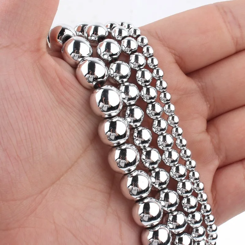 Natural Stone Silver Color Hematite Loose Spacer Beads For Jewelry DIY Making Bracelet Accessories 15'' Pick Size 3 4 6 8 10mm natural stone silver color hematite loose spacer beads for jewelry diy making bracelet accessories 15 pick size 3 4 6 8 10mm