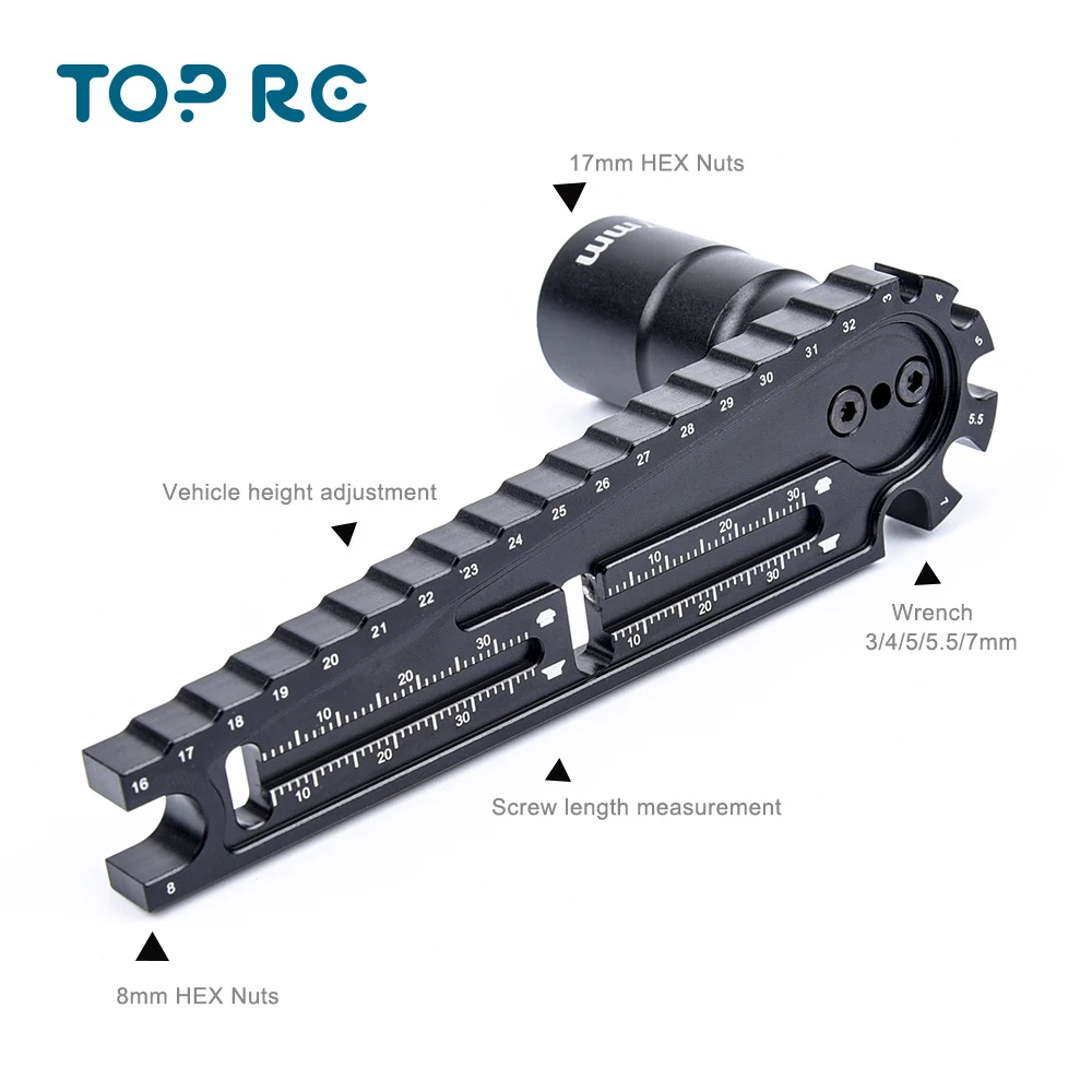 Multifunction 17mm 8mm HEX Nuts Installation Tool Vehicle height adjustment wrench Screw length measurement for RC car