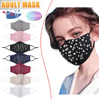 

7PCS Adult Outdoor Protect Mask Anti-Fog Washable Safety Reusable Face Mask Bling Sequins Safety Face Mask Mascherina