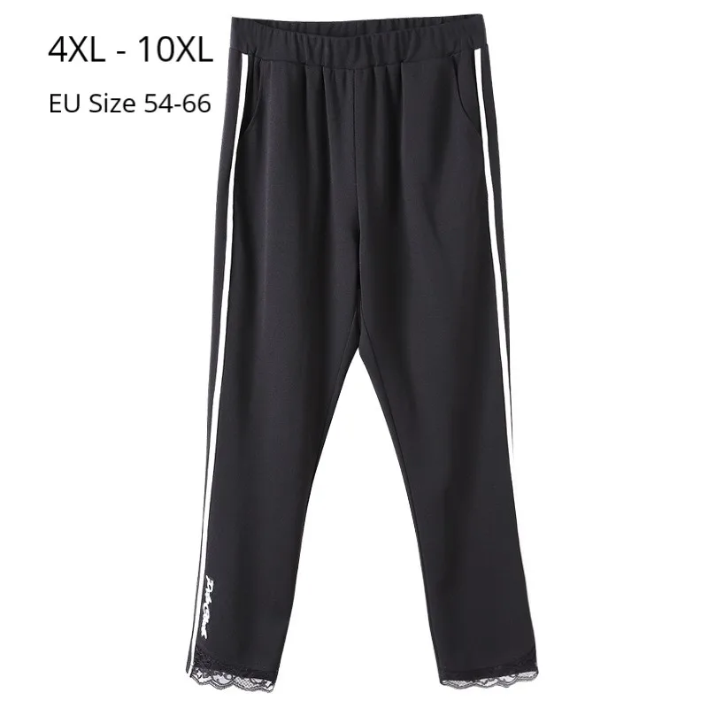 Plus Size 10XL 8XL 6XL 4XL Women Long Pants Female Elastic High Wasited Pencil Pants Elegant Trousers Patchwork Lace For Mujer