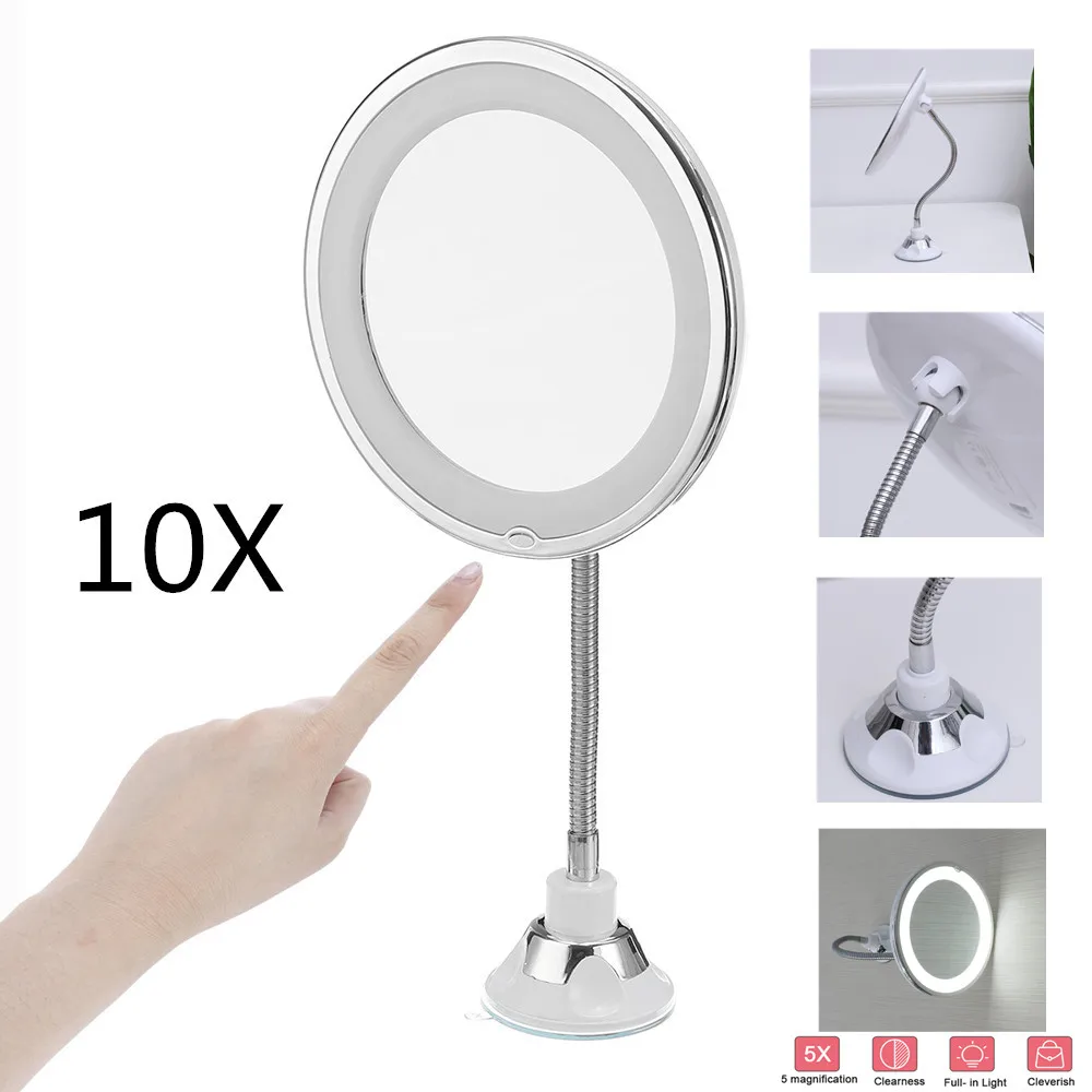 

10X/5X LED Mirror Makeup Mirror with LED Light Vanity Mirror Magnifying Miroir LED Miroir Magnifying 360-Degree Rotating