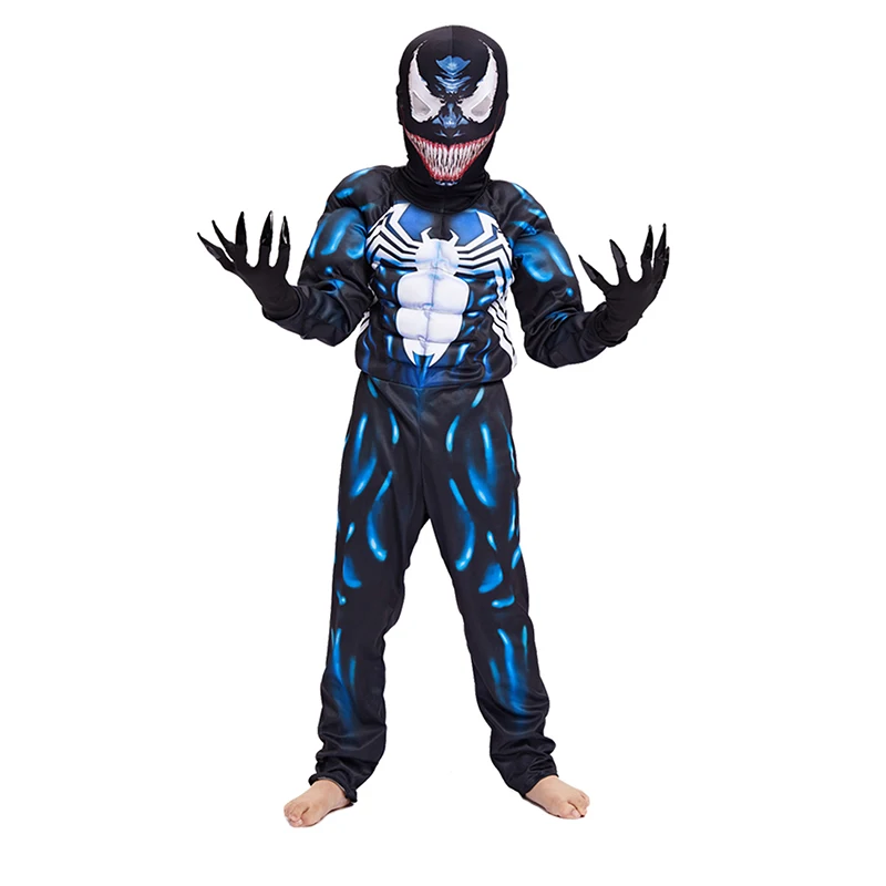 

Child Role Playing Black Spider Symbiote Kids Superhero Muscle Cosplay Halloween Carnival Costume