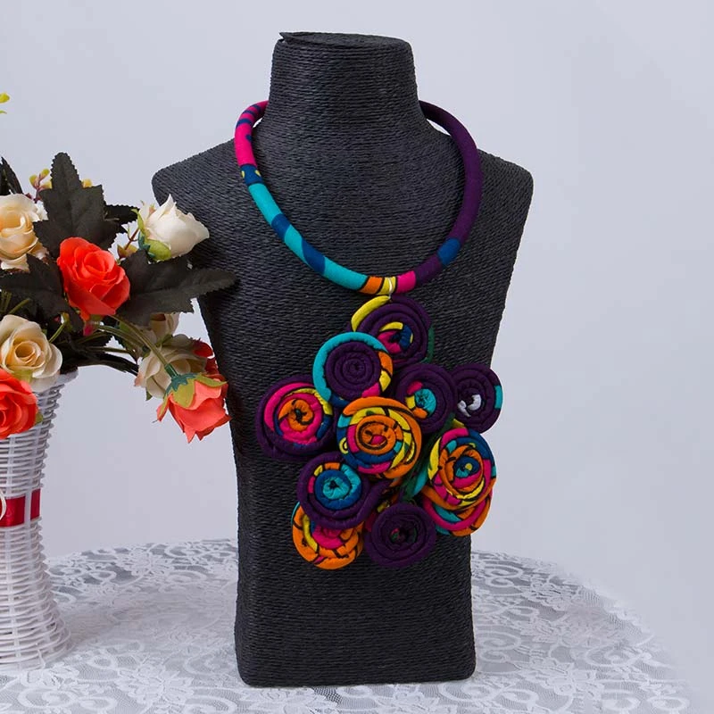 Collar con estampado africano para cadena de Ankara, joyería étnica africana hecha a mano, joyería de tela para mujer, no WYB594| Collares colgantes| AliExpress