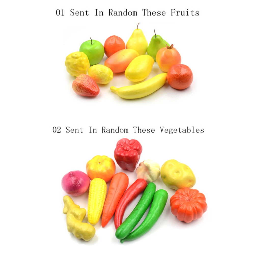 12pcs Assorted Artificial Fruits and Vegetables Small Kids Pretend Grocery Play 