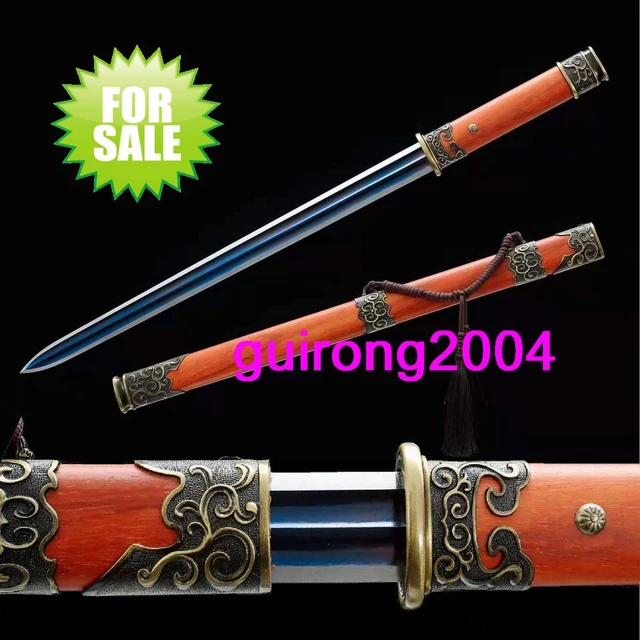 Espada Medieval hecha a mano de acero de resorte, hoja Tang completa,  ensamblaje profesional para batalla, funda de madera envuelta con cuero  Real - AliExpress