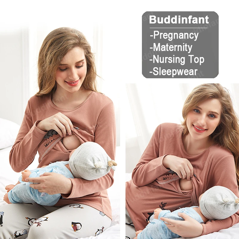 Maternity sleepwear Top pregnant nursing tops for pregnant women nightgown breastfeeding maternity sleep home clothing cotton