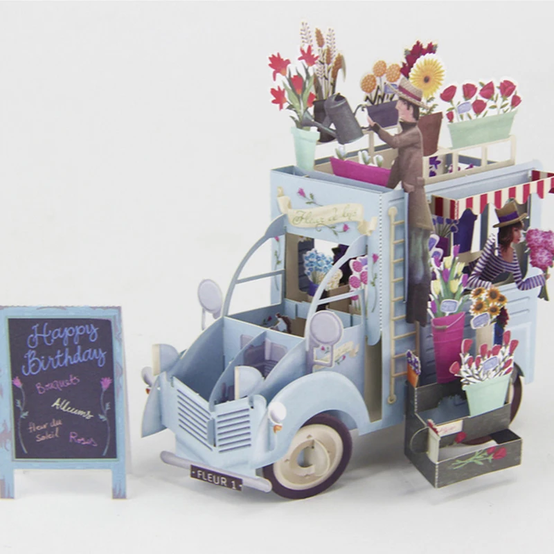  3D Pop Up Festoon Vehicle Greeting Card Christmas Valentine Birthday Invitation D08D - 4000357835533