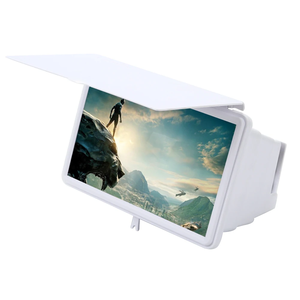 8inch white Высококачественный увеличитель экрана 3D Smart Mobile Phone Movies усилитель переносной проектор для телефона с держателем - Цвет: 8inch white