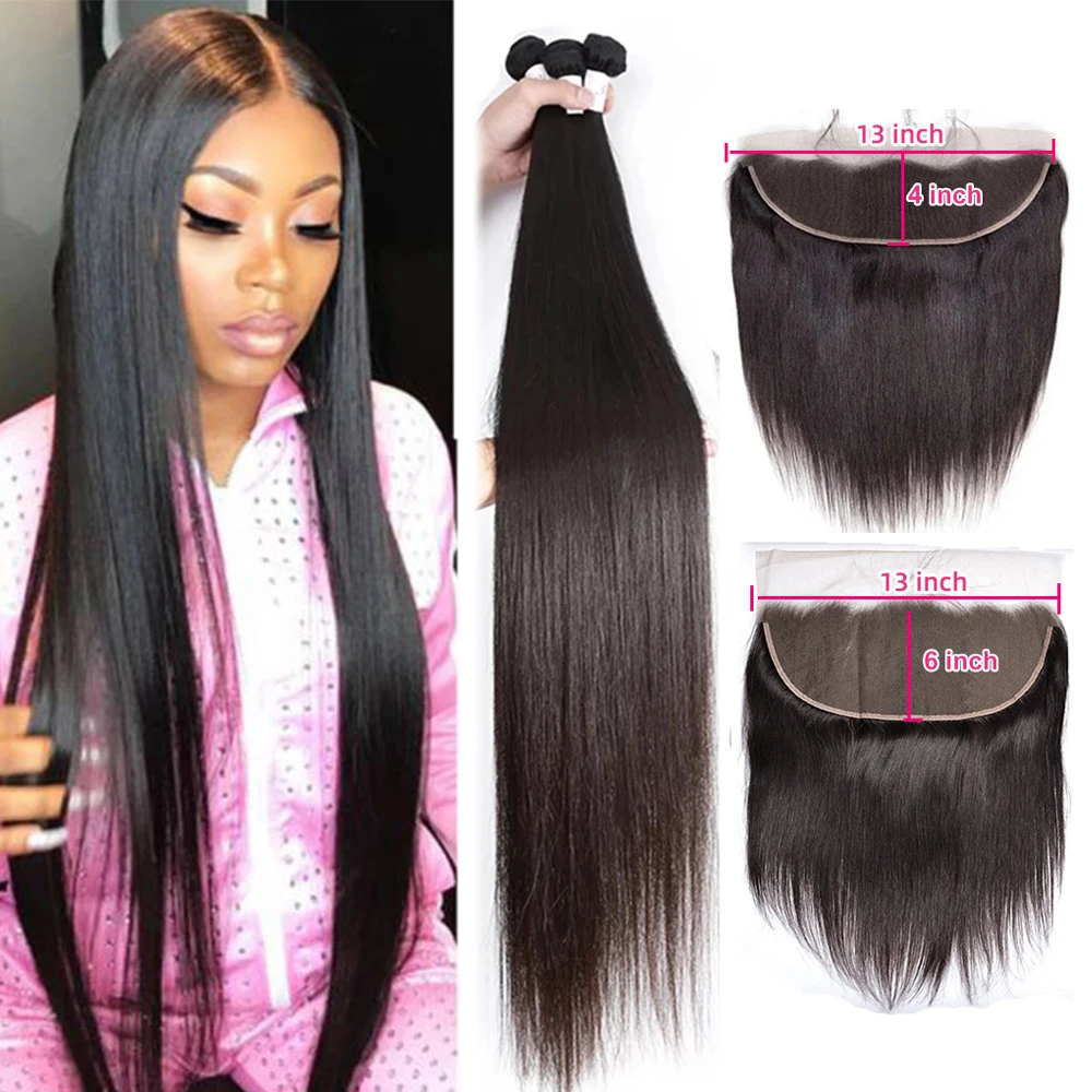 13x6 Lace Frontal Closure with Bundles Maxine Straight Bundles with