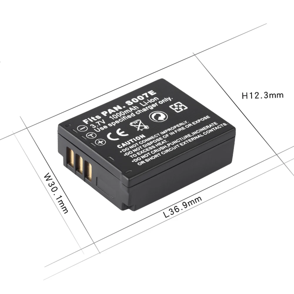 CGA-S007 S007E Батарея Камера Батарея Зарядное устройство для цифрового фотоаппарата Panasonic Lumix DMC TZ1 TZ2 TZ3 TZ4 TZ5 TZ50 TZ15 мА/ч. аккумулятор 1000 мА/ч, CGAS007