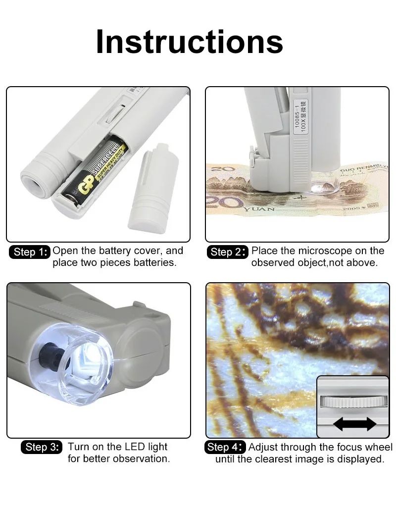 wifi spectrum analyzer Handheld Microscope 40X 80X 100X Mini Pocket Portable Microscope LED Lamp Light Foldable Jewelry Magnifier Magnifying Loupe loggers tape measure