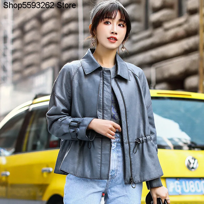 

Genuine Leather Small Leather Coat Female Short Money 2020 Autumn European Goods Wild Haining Sheep Leather Windbreaker Coat