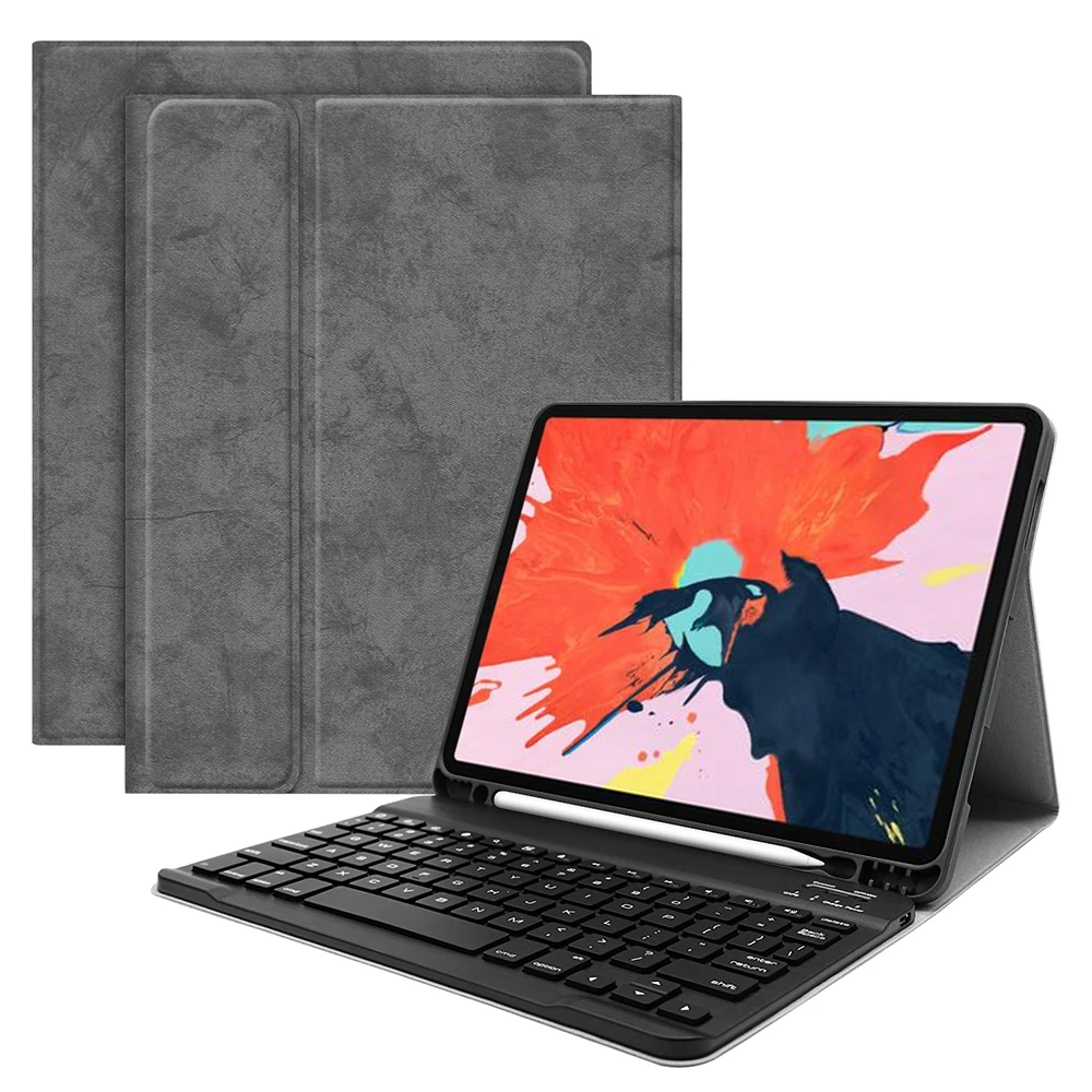 grey 7 цветов клавиатура для планшета с подсветкой для iPad Pro 11 дюймов Bluetooth клавиатура и текстура кожи из искусственной кожи защитный чехол для планшета - Цвет: grey