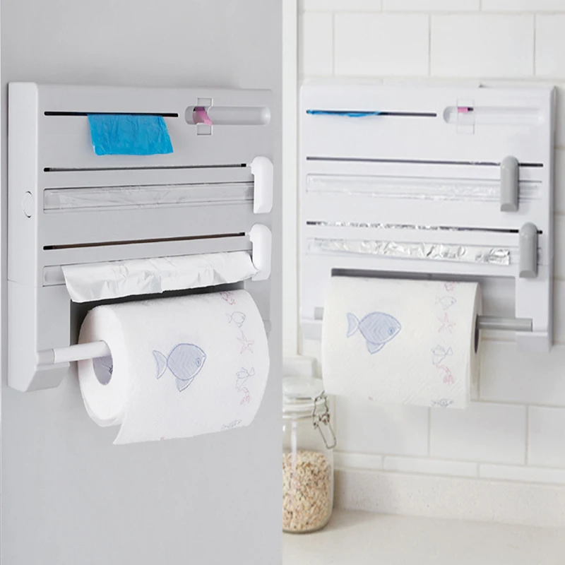 

Wall Mounted Paper Towel Rack Tissue Film Preservative Holder Wrap Tin Foil Dispenser Storage Organizer For Kitchen Bathroom