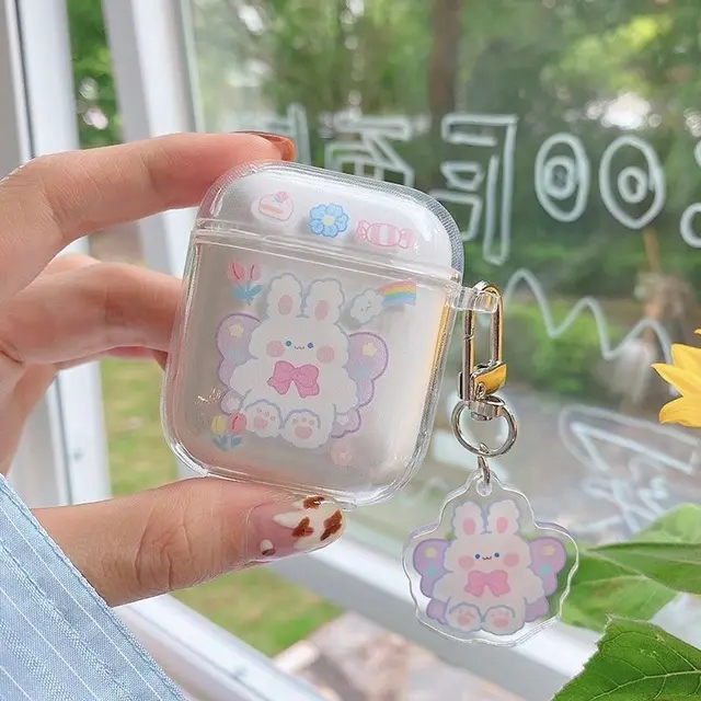 Cute Fresh Flower Earphone Case For AirPods 1 2 Pro Case Transparent TPU Air pods 3 Bluetooth Earphone Charging Box With Keyring 8