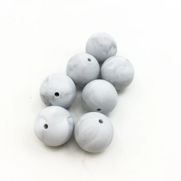 marble grey 50 шт., 15 мм, радужные силиконовые бусины для прорезывания зубов, безопасные Круглые бусины для прорезывания зубов для детей, сделай сам, жевательные разноцветные бусины для прорезывания зубов для младенцев - Цвет: marble grey