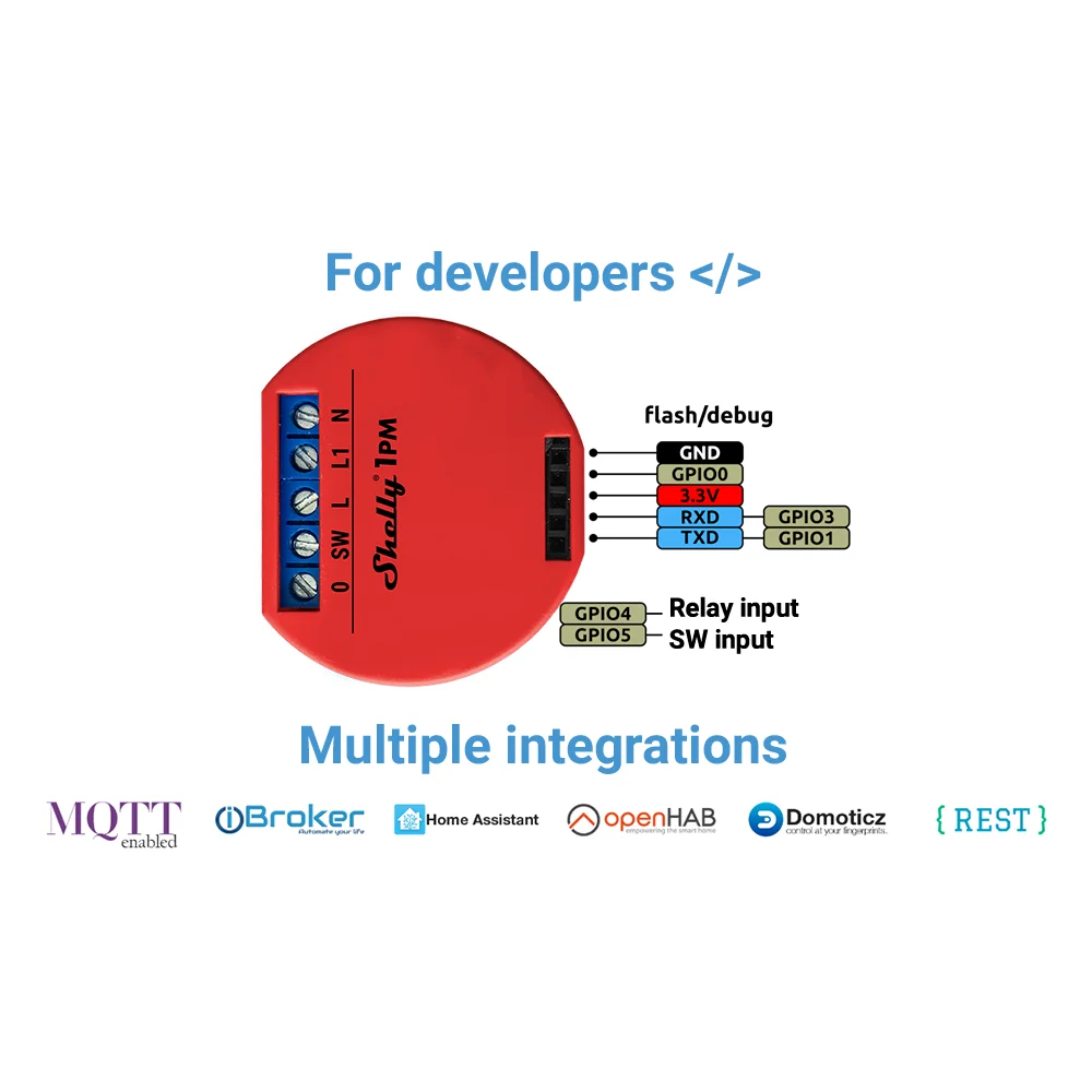 Shelly 1PM WiFi Relay Switch For Electrical (up to 3.5kW) Energy