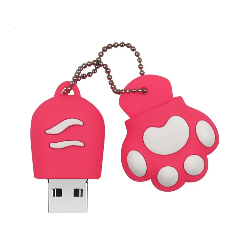 Розовый Милый USB флеш-накопитель с когтями из мультфильмов, 4 ГБ, 8 ГБ, USB 2,0, 16 ГБ, флеш-накопитель, 32 ГБ, USB флеш-накопитель, 64 ГБ, 128 ГБ, с брелоком - Цвет: Розовый