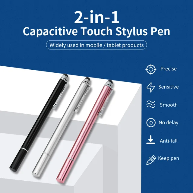 2 In 1 Stylus For Smartphone Tablet Capacitive Screen Pencil Write Draw Touch Pen Accessories Gadget 5d50889672f6f860d14f50: black|pink|silver