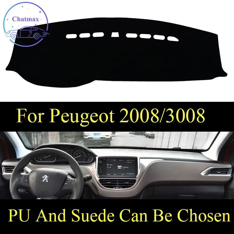 

Customize For Peugeot 2008 14-18/3008 13-19 Dashboard Console Cover PU Leather Suede Protector Sunshield Pad