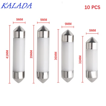 

KALADA Wholesale Price 10PCS Double-tipped Ultra Bright Reading Lights 31/36/39/41mm COB Trunk Lamp Led Car Light Free Delivery