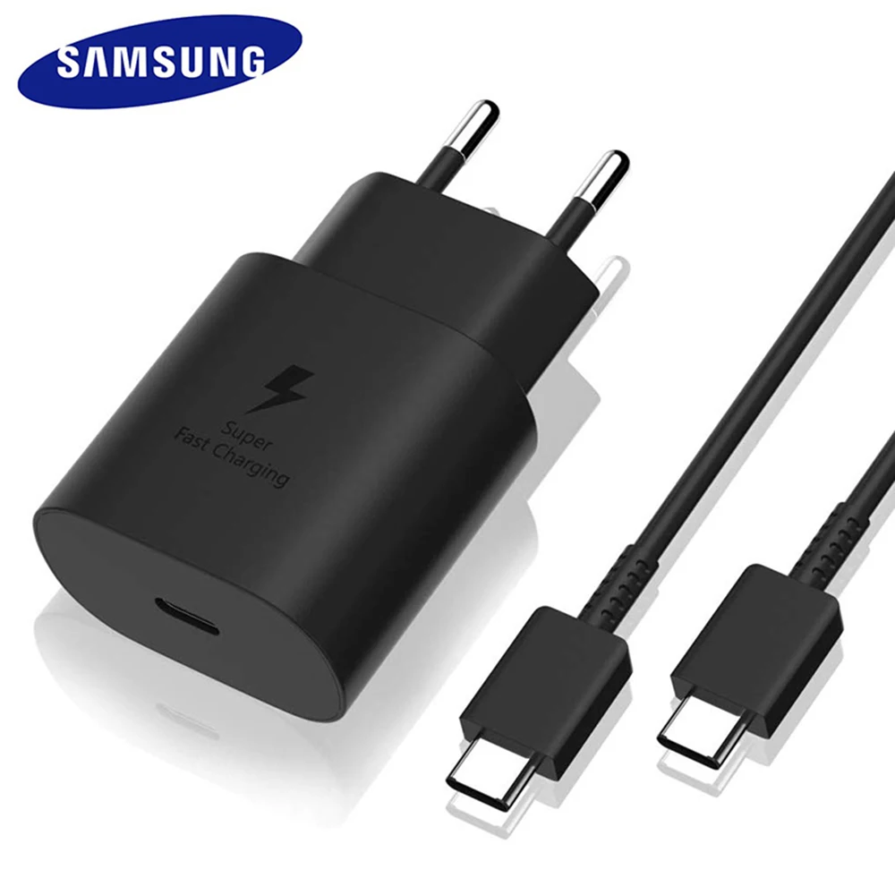 Original Samsung Galaxy Note 10 25W Super Fast Charging Adapter PD Charger 100CM USB C To Cable For S20 Ultra S20+ A71 A91 | Мобильные