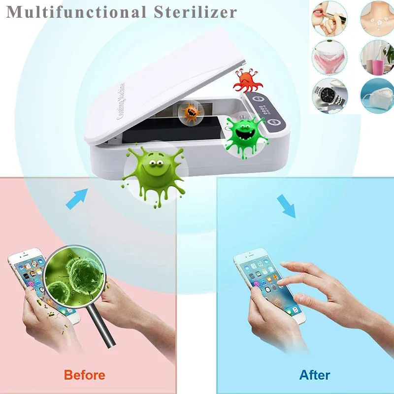 

Multifunctional UV Face Mask Phone Sterilizer Box Anti Bacteria Ultraviolet Ray Disinfection for Jewelry Watch Phone Charging