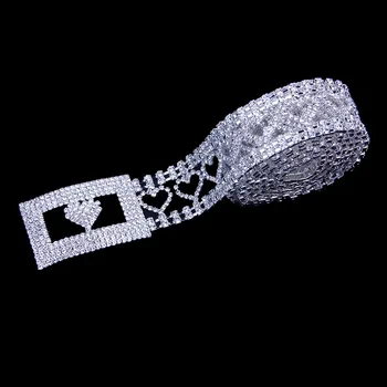 

StoneFans NO Buckle Charming Rhinestone Belt for Prom Dress Sexy Heart Shaped Party Club Waistband for Festival Night Club