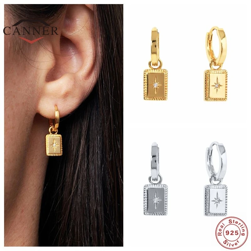 

CANNER INS Style Geometric Star Pendant Earings 925 Sterling Silver Drop Eearrings For Women Piercing Earring Jewelry pendientes