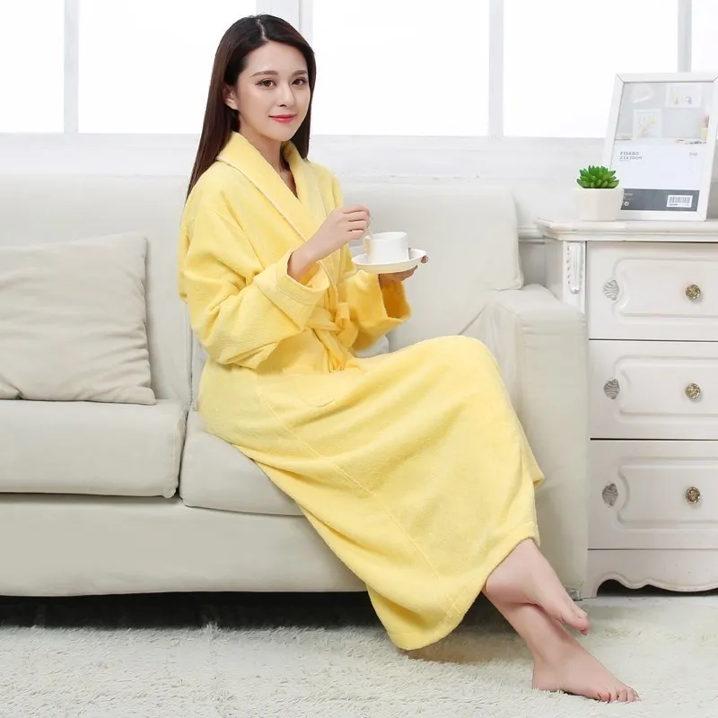 

Bath Robe Cotton Toweling Terry Long Robes Soft Women Nightrobe Sleepwear Female Autumn Winter Casual Home Bathrobe Nightwear