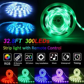 

LED Strip Lights Set Sync to Music Flexible RGB Remote Color Change Room Mood Lighting Bedroom GQ