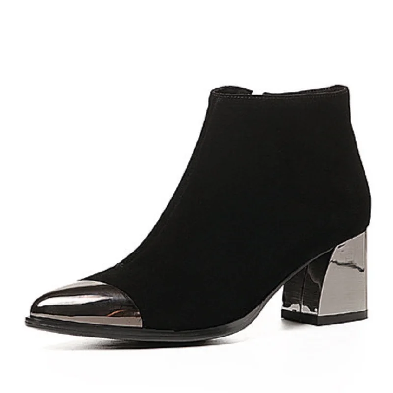 

Ankle boots short boots female spring and autumn single boots wild England pointed thick with high heel women's shoes 2019 new a
