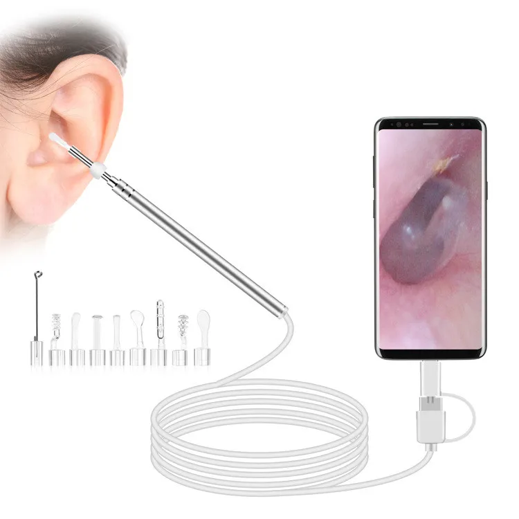 Caméra otoscope numérique de 3,5 mm avec lumière, caméra visuelle et pince  à épiler pour