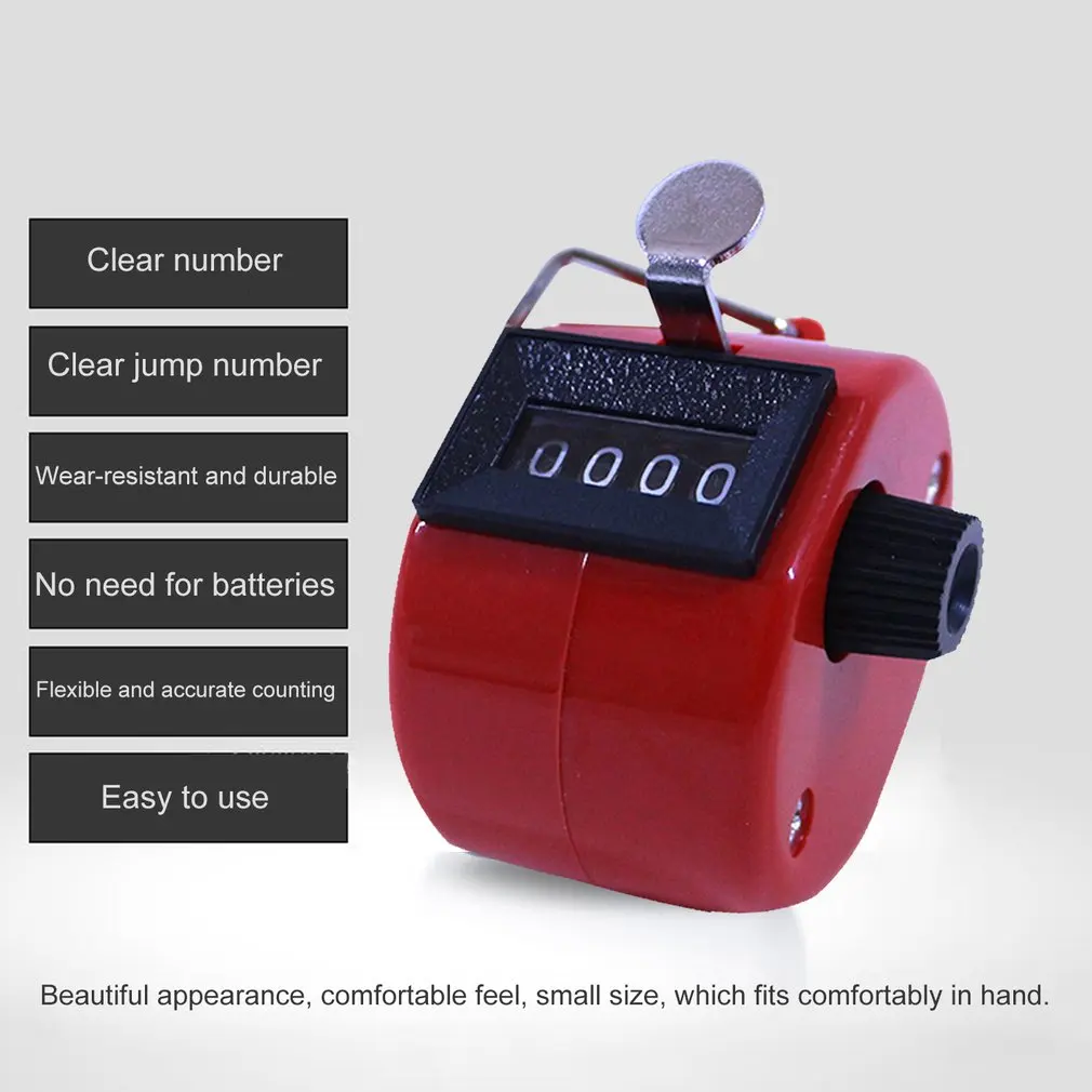 Metal 4 Digit Manual Mechanical Counter Palm Counters Hand Clicker Tally Counter Training Timer Children's Educational Toys