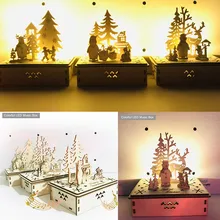 Деревянная музыкальная шкатулка Merry Christma, Классическая Рождественская тематическая музыкальная шкатулка, рождественский подарок, Красивая музыкальная шкатулка, Детские музыкальные игрушки, подарок Xl